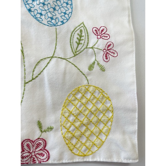 ISAAC MIZRAHI Easter Eggs Embroidered Shabby Springtime Table Runner  14" X 72" - Picture 2 of 6